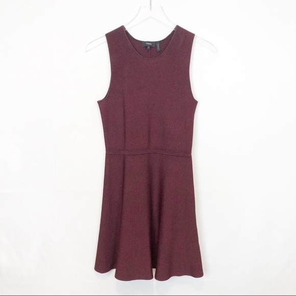 Theory Glossed Flare Sleeveless Mini Dress Small Red - Picture 3 of 7